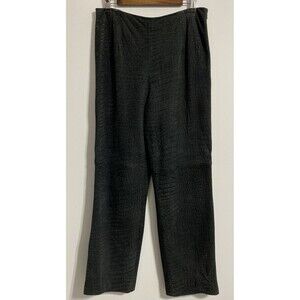 Worth Pants Women's 10 Black Suede 100% Leather Animal Print Pattern